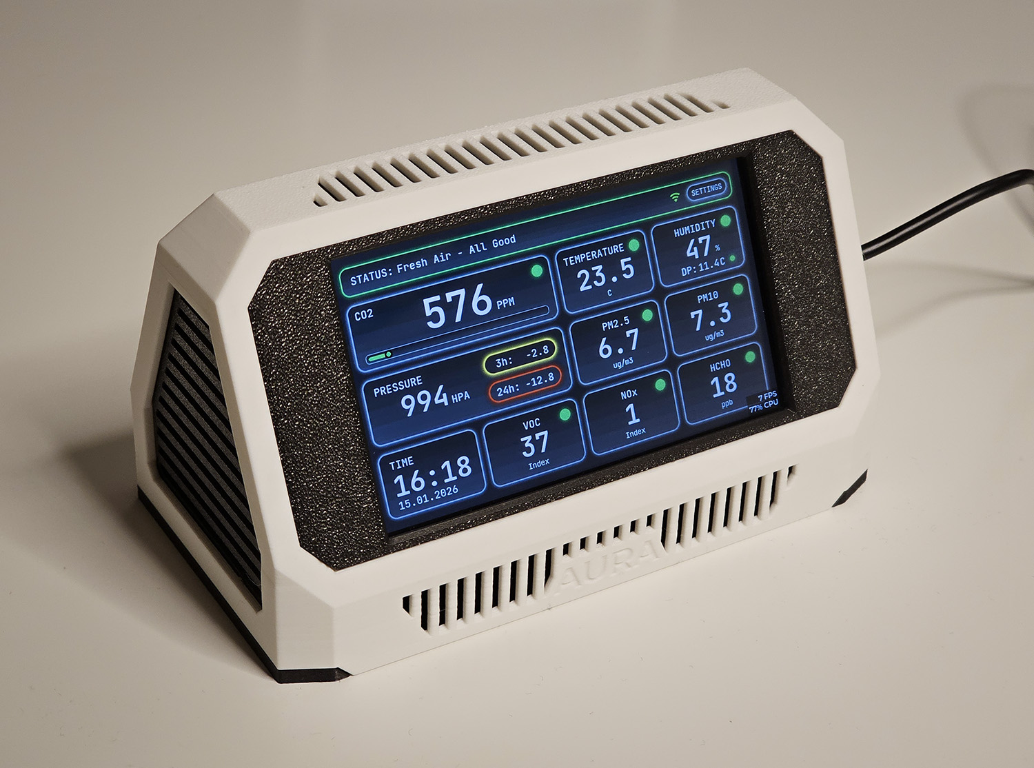 Aura AQ Original Enclosure met 4.3 inch display